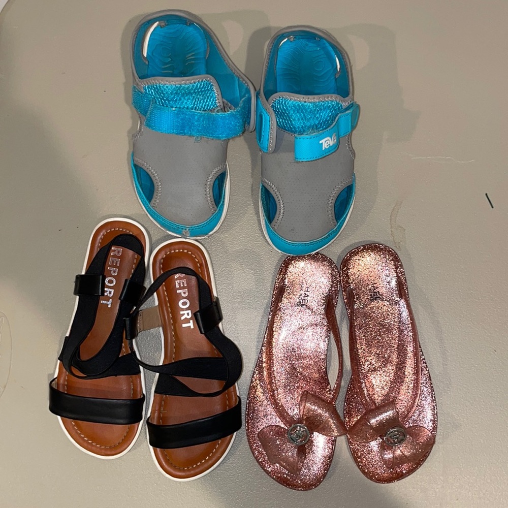 Girls size 13 sandals. Lot of (3) Teva. Report. Michael Kors.